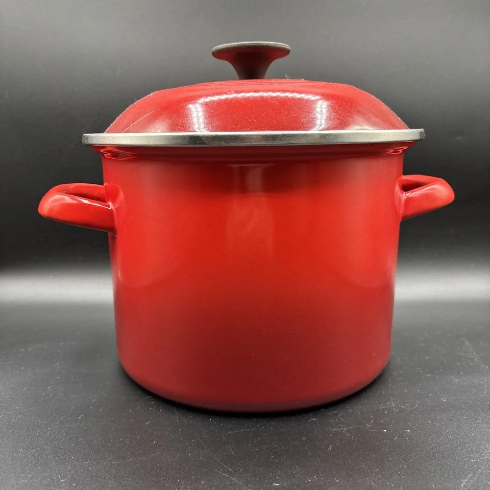 Le Creuset 6 QT Enamel on Steel Stock Pot Cerise Cherry Red